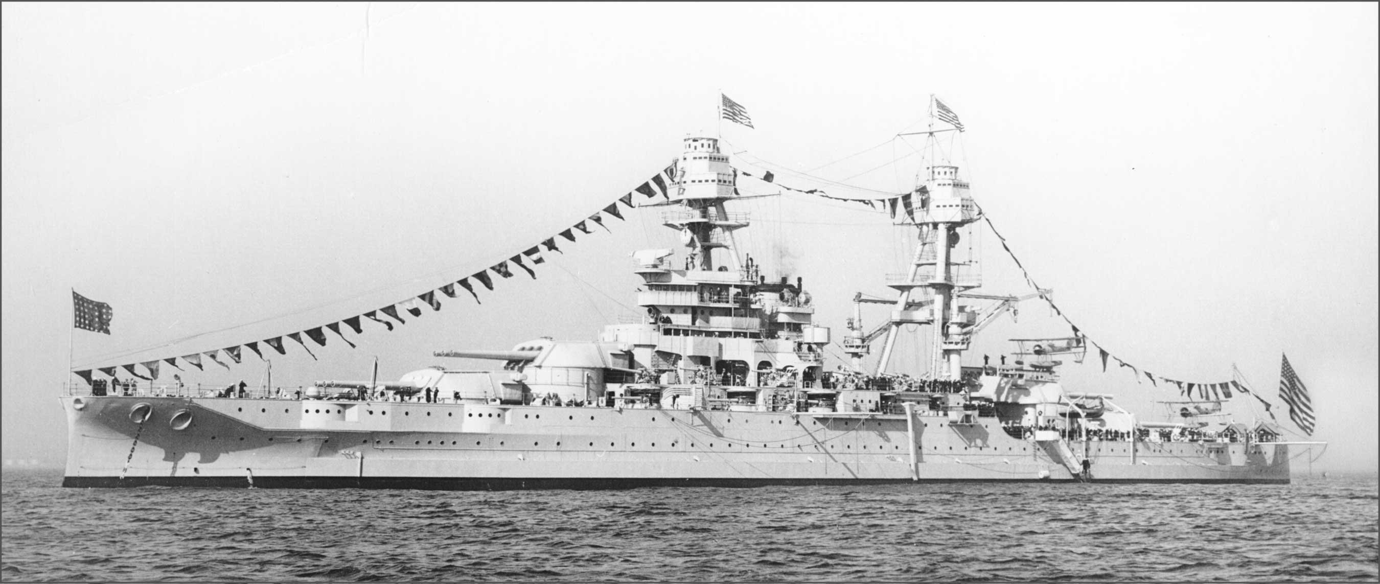 USS Arizona in full dress